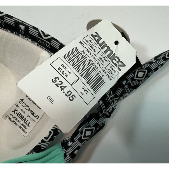 Zumiez Empyre Bikini Top Push up Triangle Swim Juniors X Small 00 Black and Teal - Picture 4 of 4